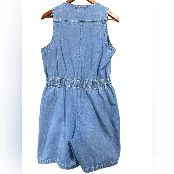 Vintage Eddie Bauer Denim Sleeveless Zip-Up Romper Size S - Picture 2 of 7